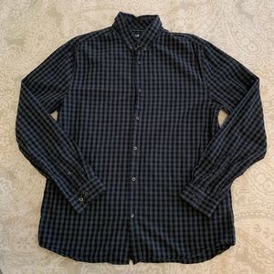 H&M Blue and Gray Plaid Button-Down Shirt (L)